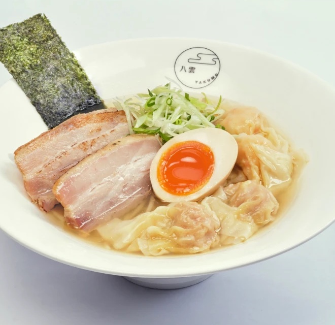Yakumo wonton ramen in white broth